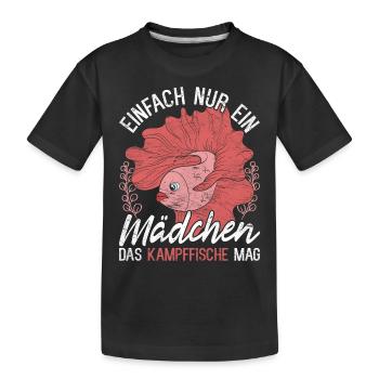 Einfach nur ein Mädchen das Kampffische mag - Kinder Premium Bio T-Shirt - Schwarz - Vorne