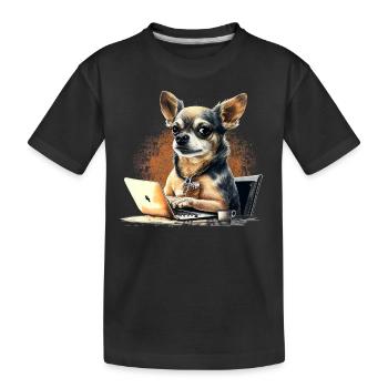 Chihuahua | Home Office Job Work Laptop Tie Funny - Kids' Premium Organic T-Shirt - black - Front