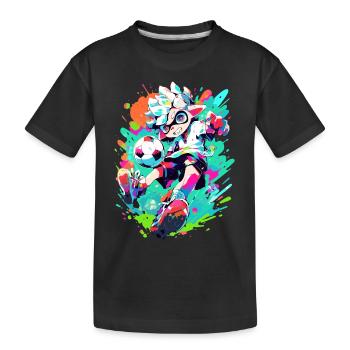 Footballeur funky dans un look de jeu de street art cool - T-shirt bio Premium Enfant - noir - Devant