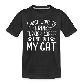 Türkischer Kaffee Und Katzen - Kinder Premium Bio T-Shirt - Schwarz - Vorne