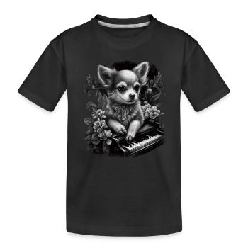 Chihuahua spielt Klavier Piano Klassische Musik - Kinder Premium Bio T-Shirt - Schwarz - Vorne