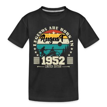 August 1952. Geburtstagsgeschenk August 1952. August - Kinder Premium Bio T-Shirt - Schwarz - Vorne
