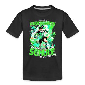 Fußball 2023: Abschied vom Kindergarten Torwart - Kinder Premium Bio T-Shirt - Schwarz - Vorne