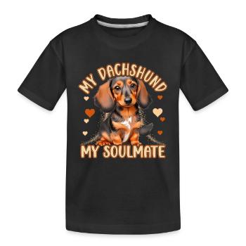 Mon teckel Mon âme sœur - T-shirt bio Premium Enfant - noir - Devant