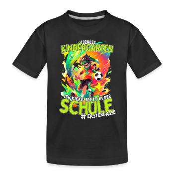 Fußballstart 2023: Abschied vom Kindergarten Junge - Kinder Premium Bio T-Shirt - Schwarz - Vorne