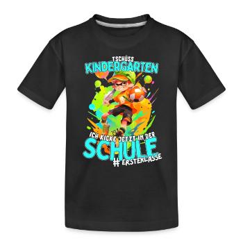 Kindergarten Ade: Fußball 2023 Einschulung Junge - Kinder Premium Bio T-Shirt - Schwarz - Vorne