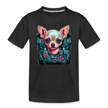 Pink Chihuahua | Rosa Handtasche Welpe Girlie - Kinder Premium Bio T-Shirt - Schwarz - Vorne