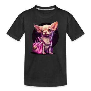 Pink Chihuahua | Rosa Handtasche Welpe Girlie - Kinder Premium Bio T-Shirt - Schwarz - Vorne