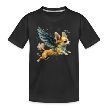 Chihuahua | Cute Dog LoveWings puppy - Kids' Premium Organic T-Shirt - black - Front