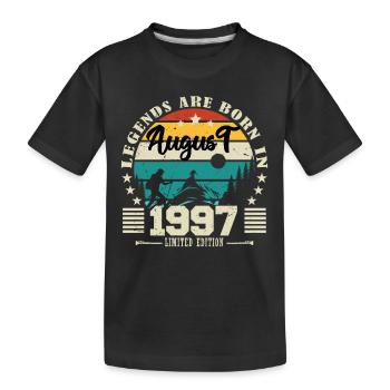 August 1997. Geburtstagsgeschenk August 1997. August - Kinder Premium Bio T-Shirt - Schwarz - Vorne