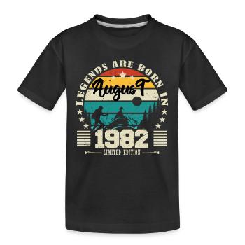 August 1982. Geburtstagsgeschenk August 1982. August - Kinder Premium Bio T-Shirt - Schwarz - Vorne
