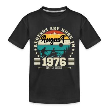 August 1976. Geburtstagsgeschenk August 1976. August - Kinder Premium Bio T-Shirt - Schwarz - Vorne