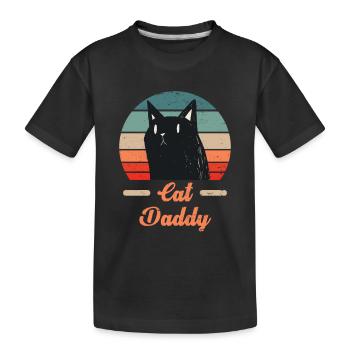 Katzenpapa Retro Vintage Katzendesign - Kinder Premium Bio T-Shirt - Schwarz - Vorne