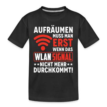 Wlan Wlan Signal Internet Wlan Sprüche - Kinder Premium Bio T-Shirt - Schwarz - Vorne