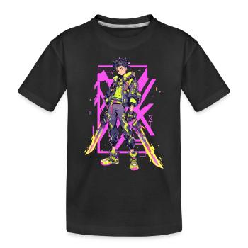 Shibuya: Cooler Anime Junge mit Schwert Japanisch - Kinder Premium Bio T-Shirt - Schwarz - Vorne