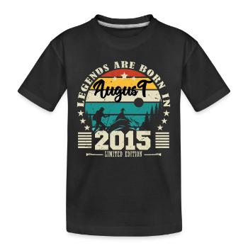 August 2015. Geburtstagsgeschenk August 2015. August - Kinder Premium Bio T-Shirt - Schwarz - Vorne