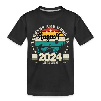 August 2024. Geburtstagsgeschenk August 2024. August - Kinder Premium Bio T-Shirt - Schwarz - Vorne