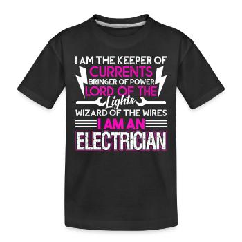 Electrician Electrician I'm The Keeper Of Currents - Kids' Premium Organic T-Shirt - black - Front