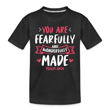 Vous êtes terrible et merveilleusement fait verset biblique - T-shirt bio Premium Enfant - noir - Devant
