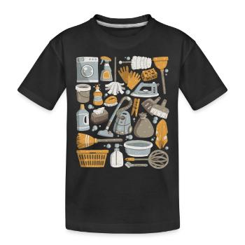 Hausputz - Putzen, Wischen, Sauber machen - Kinder Premium Bio T-Shirt - Schwarz - Vorne