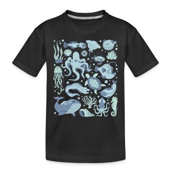 Poisson d’eau profonde Poulpe Poisson-grenouille Poisson-lanterne - T-shirt bio Premium Enfant - noir - Devant