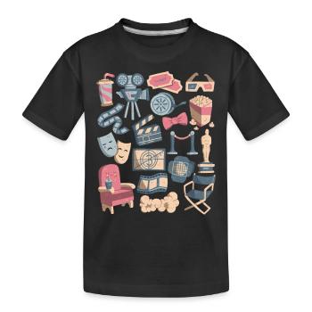Cinema - Movies, Screen, Popcorn - Kids' Premium Organic T-Shirt - black - Front