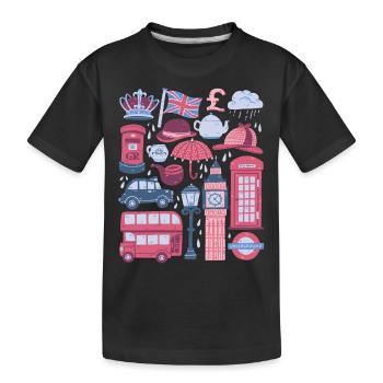 England London Big Ben Telephone Booth Bus UK - Kids' Premium Organic T-Shirt - black - Front