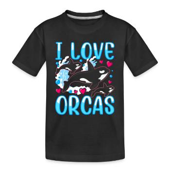 J’aime les orques mer protéger les orques baleines - T-shirt bio Premium Enfant - noir - Devant