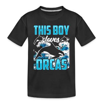 Ce garçon aime les orques Orque baleine protégeant la mer - T-shirt bio Premium Enfant - noir - Devant