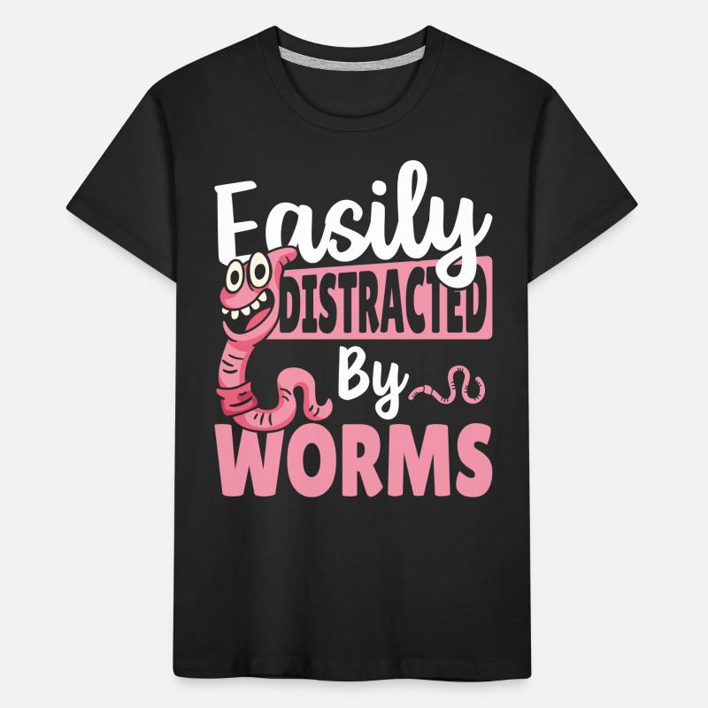Facilement distrait par les vers Élevage de vers T-shirt bio Premium Enfant