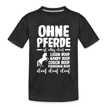 Pferd Reiten Reiter Reiterin Reitsport Pferde - Kinder Premium Bio T-Shirt - Schwarz - Vorne