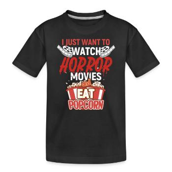 Horror Filme & Popcorn - Kinder Premium Bio T-Shirt - Schwarz - Vorne