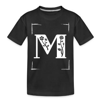 letter M initial - Kids' Premium Organic T-Shirt - black - Front