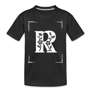 letter R initial - Kids' Premium Organic T-Shirt - black - Front