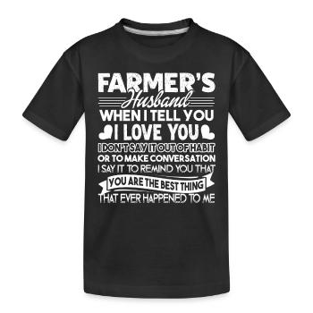 Farmer Farmer's Husband - Kids' Premium Organic T-Shirt - black - Front