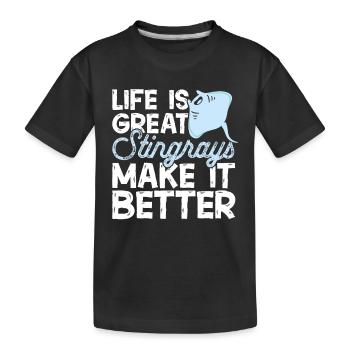 Raies pastenagues, raies manta, raies océaniques, raies - T-shirt bio Premium Enfant - noir - Devant