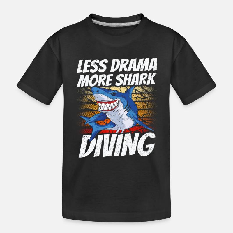 Moins de drame Plus de plongée avec les requins Plongée avec les requins - T-shirt bio Premium Enfant - noir