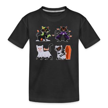 Katze Boo Halloween Katzen Gruselig Kätzchen - Kinder Premium Bio T-Shirt - Schwarz - Vorne