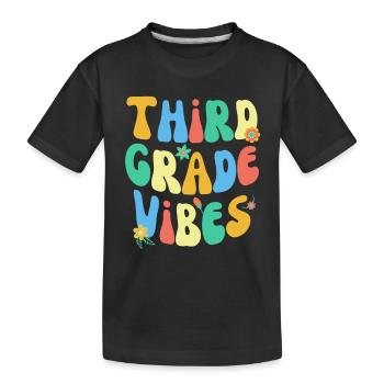 Zurück Zur Schule Dritte Klasse Vibes Bunt Groovy - Kinder Premium Bio T-Shirt - Schwarz - Vorne