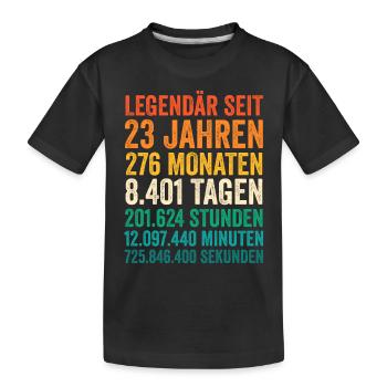 23 Jahre Dreiundzwanzigster Geburtstag - Kinder Premium Bio T-Shirt - Schwarz - Vorne