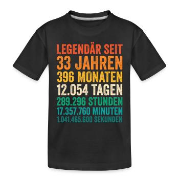 33 Jahre Dreiunddreißigster Geburtstag - Kinder Premium Bio T-Shirt - Schwarz - Vorne
