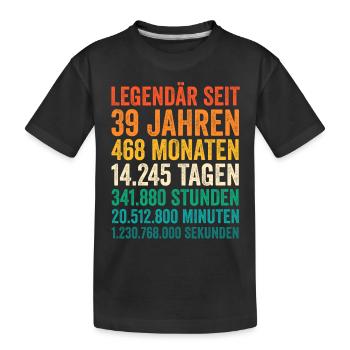 39 Jahre Neununddreißigster Geburtstag - Kinder Premium Bio T-Shirt - Schwarz - Vorne