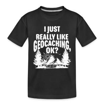 Geocaching Gift Geocacher Geocache - Kids' Premium Organic T-Shirt - black - Front