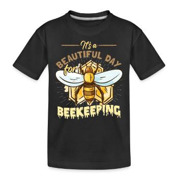 Apiculture Nid d’abeilles Ruche d’abeilles - T-shirt bio Premium Enfant - noir - Devant