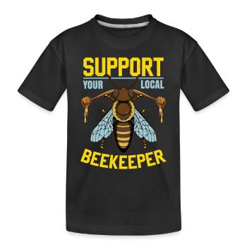 Support Your Local Beekeeper - Kids' Premium Organic T-Shirt - black - Front