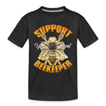 Unterstützen Sie Ihren Imker vor Ort - Kinder Premium Bio T-Shirt - Schwarz - Vorne