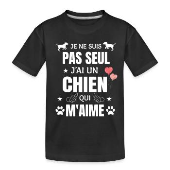 Je ne suis pas seul j'ai un chien qui m'aime - T-shirt bio Premium Enfant - noir - Devant