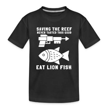 Lionfish Save The Reef Eat Lionfish Spearfishing - Kinder Premium Bio T-Shirt - Schwarz - Vorne