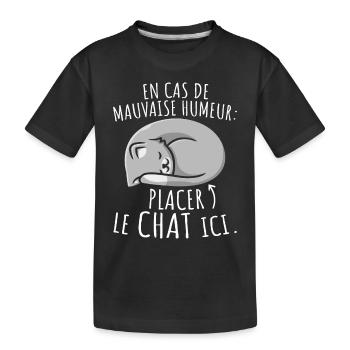 Chats En Cas de Mauvaise Humeur Placer le Chat Ici - T-shirt bio Premium Enfant - noir - Devant