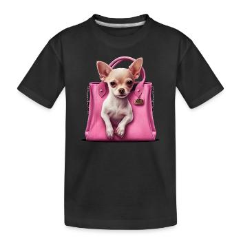 Pink Chihuahua | Rosa Handtasche Welpe Girlie - Kinder Premium Bio T-Shirt - Schwarz - Vorne